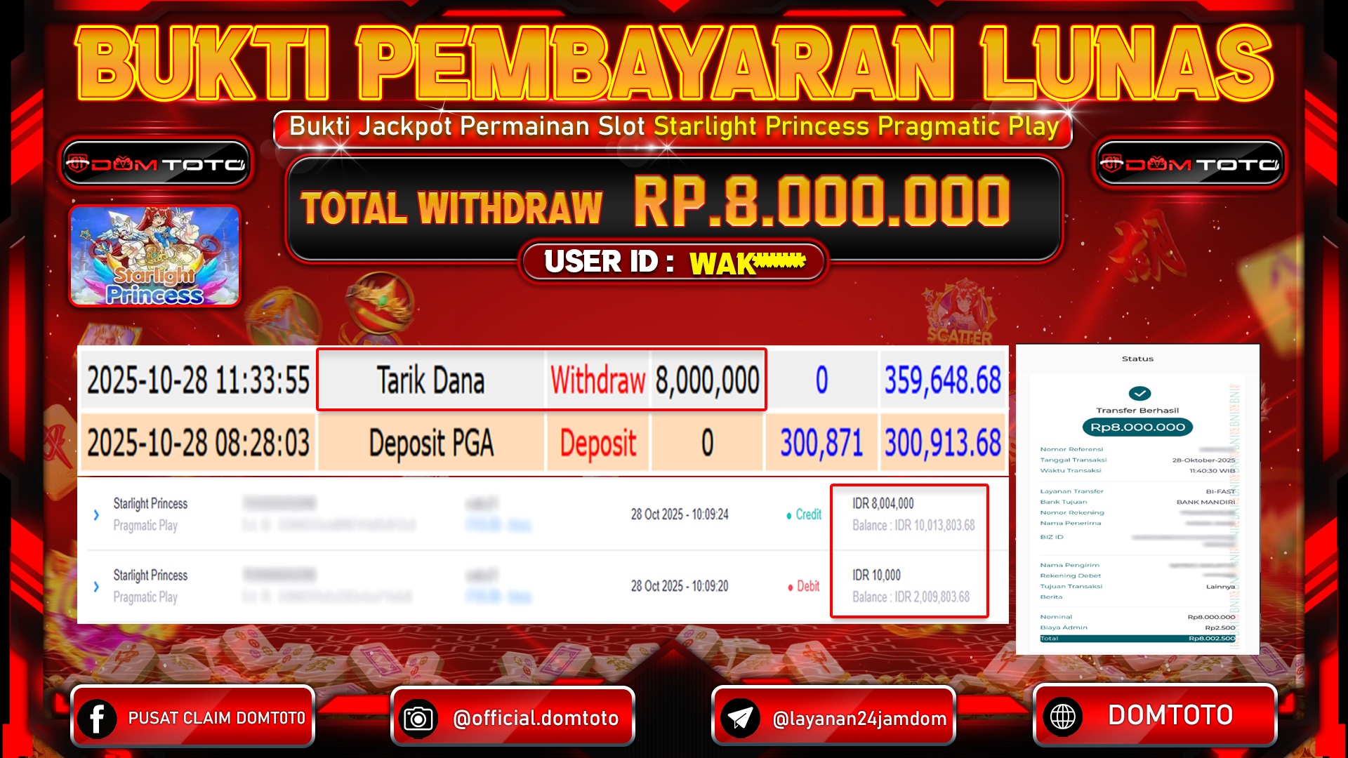 JACKPOT Slot Starlight Princess Pragmatic Play 28 OKTOBER 2025